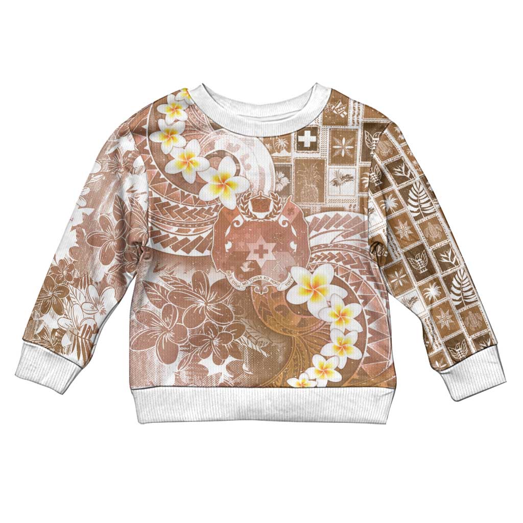 Tonga Christmas Kid Ugly Christmas Sweater Kilisimasi Fiefia Retro Style Brown LT05 Kid Brown - Polynesian Pride