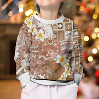 Tonga Christmas Kid Ugly Christmas Sweater Kilisimasi Fiefia Retro Style Brown LT05 - Polynesian Pride