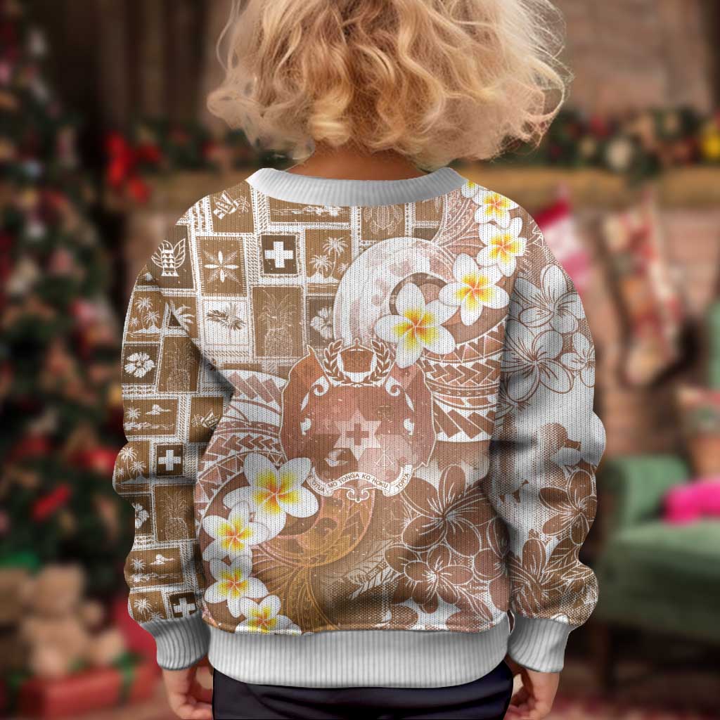 Tonga Christmas Kid Ugly Christmas Sweater Kilisimasi Fiefia Retro Style Brown LT05 - Polynesian Pride