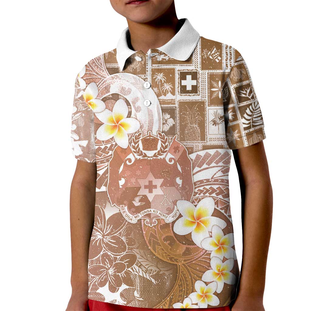 Tonga Christmas Kid Polo Shirt Kilisimasi Fiefia Retro Style Brown LT05 Kid Brown - Polynesian Pride
