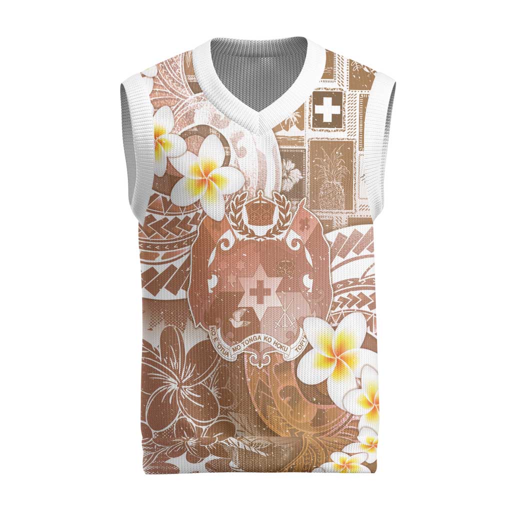 Tonga Christmas Knitted V-Neck Vest Kilisimasi Fiefia Retro Style Brown LT05 Brown - Polynesian Pride
