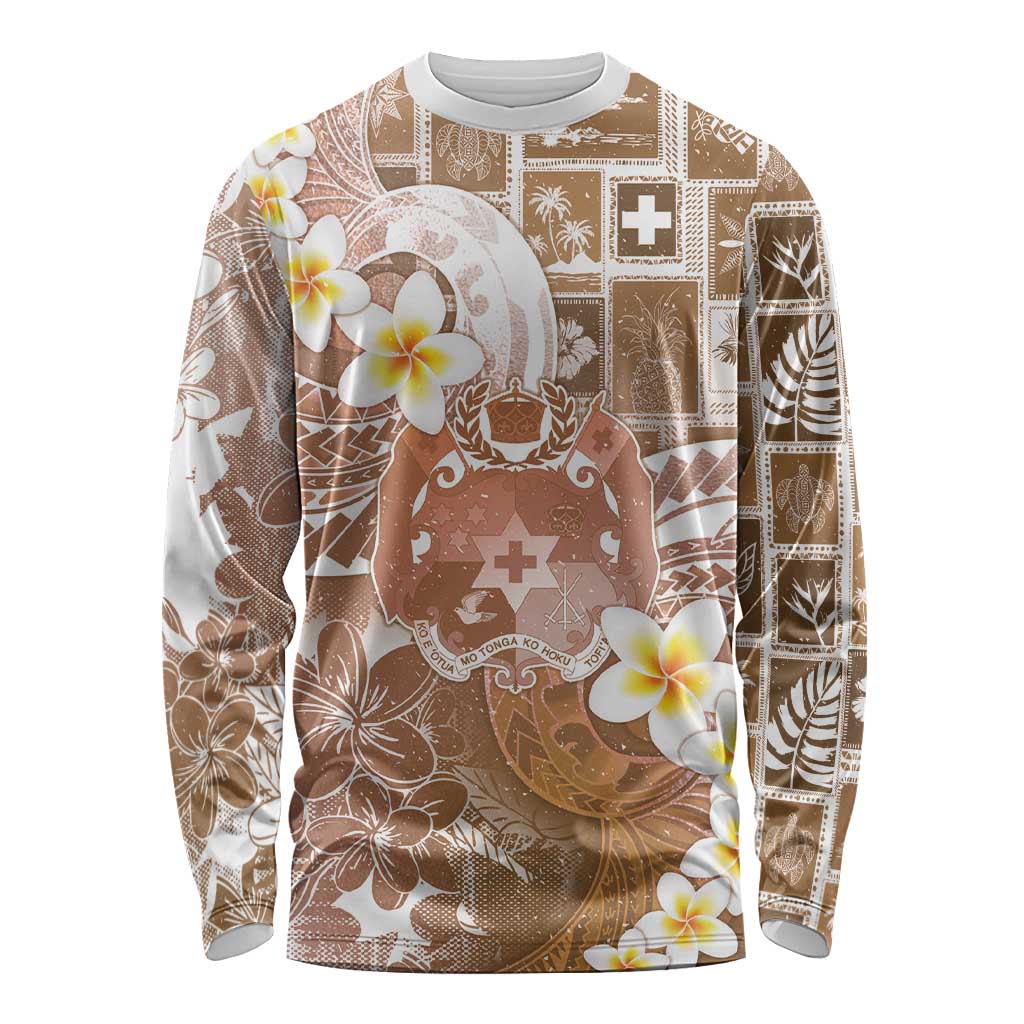 Tonga Christmas Long Sleeve Shirt Kilisimasi Fiefia Retro Style Brown LT05 Unisex Brown - Polynesian Pride