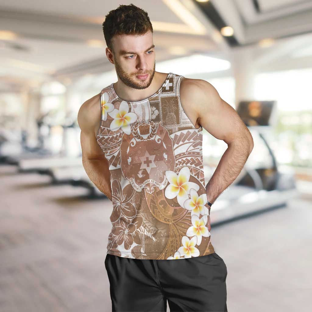 Tonga Christmas Men Tank Top Kilisimasi Fiefia Retro Style Brown LT05 Brown - Polynesian Pride