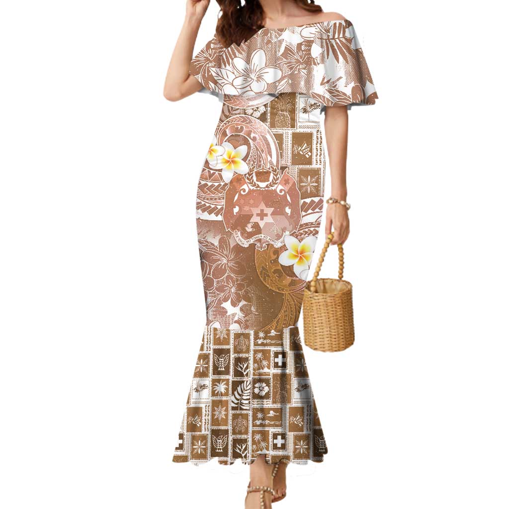 Tonga Christmas Mermaid Dress Kilisimasi Fiefia Retro Style Brown LT05 Women Brown - Polynesian Pride