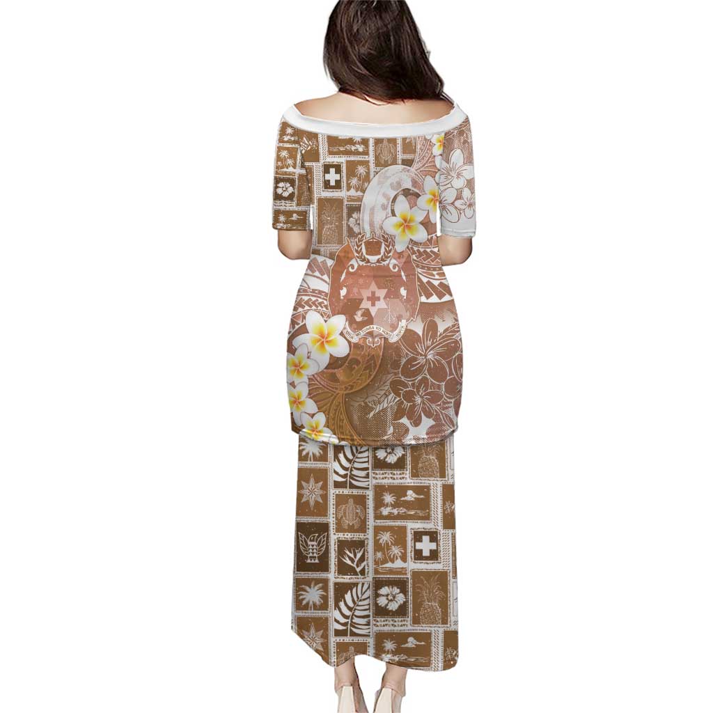 Tonga Christmas Puletasi Kilisimasi Fiefia Retro Style Brown LT05 - Polynesian Pride