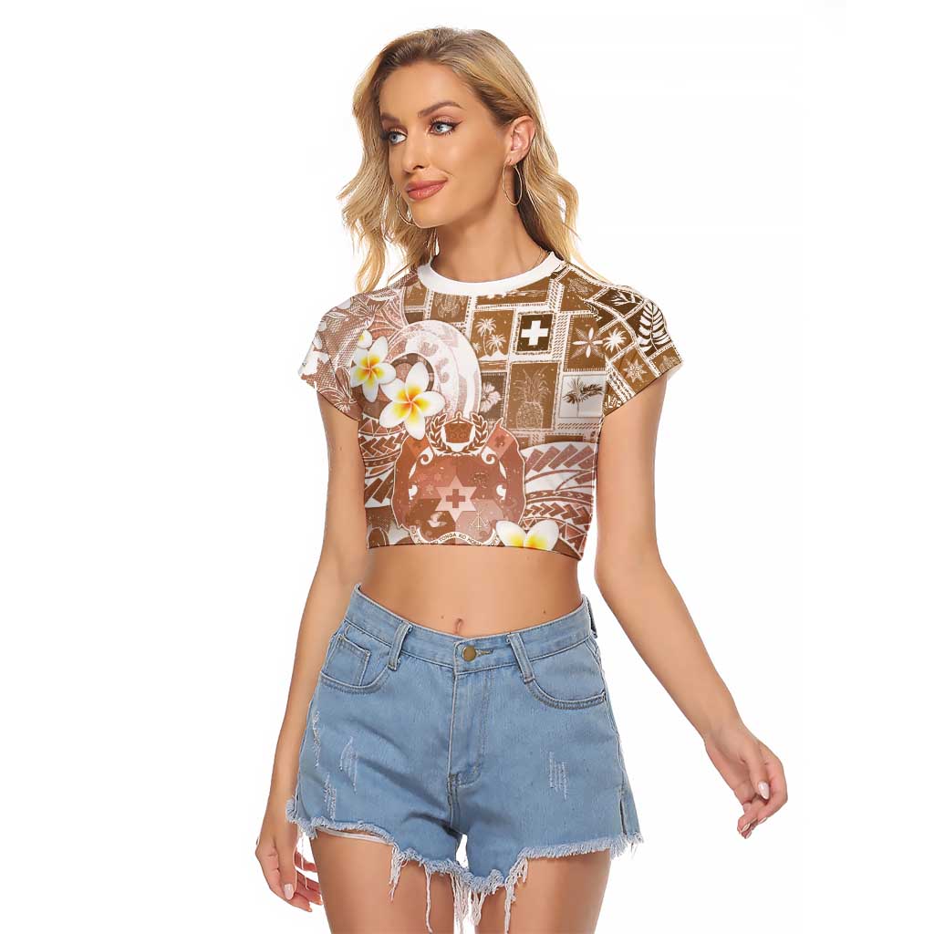 Tonga Christmas Raglan Cropped T Shirt Kilisimasi Fiefia Retro Style Brown LT05 Female Brown - Polynesian Pride
