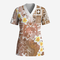 Tonga Christmas Scrub Top Kilisimasi Fiefia Retro Style Brown LT05 Adult Brown - Polynesian Pride