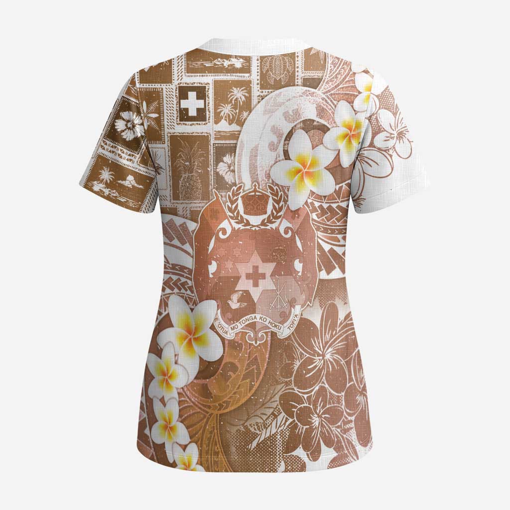 Tonga Christmas Scrub Top Kilisimasi Fiefia Retro Style Brown LT05 - Polynesian Pride