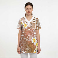 Tonga Christmas Scrub Top Kilisimasi Fiefia Retro Style Brown LT05 - Polynesian Pride