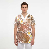 Tonga Christmas Scrub Top Kilisimasi Fiefia Retro Style Brown LT05 - Polynesian Pride