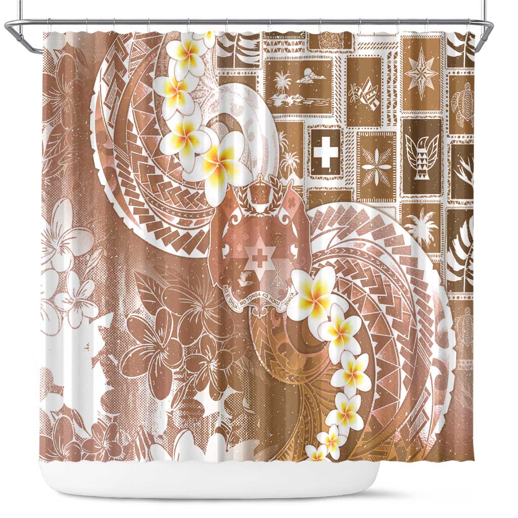 Tonga Christmas Shower Curtain Kilisimasi Fiefia Retro Style Brown LT05 Brown - Polynesian Pride