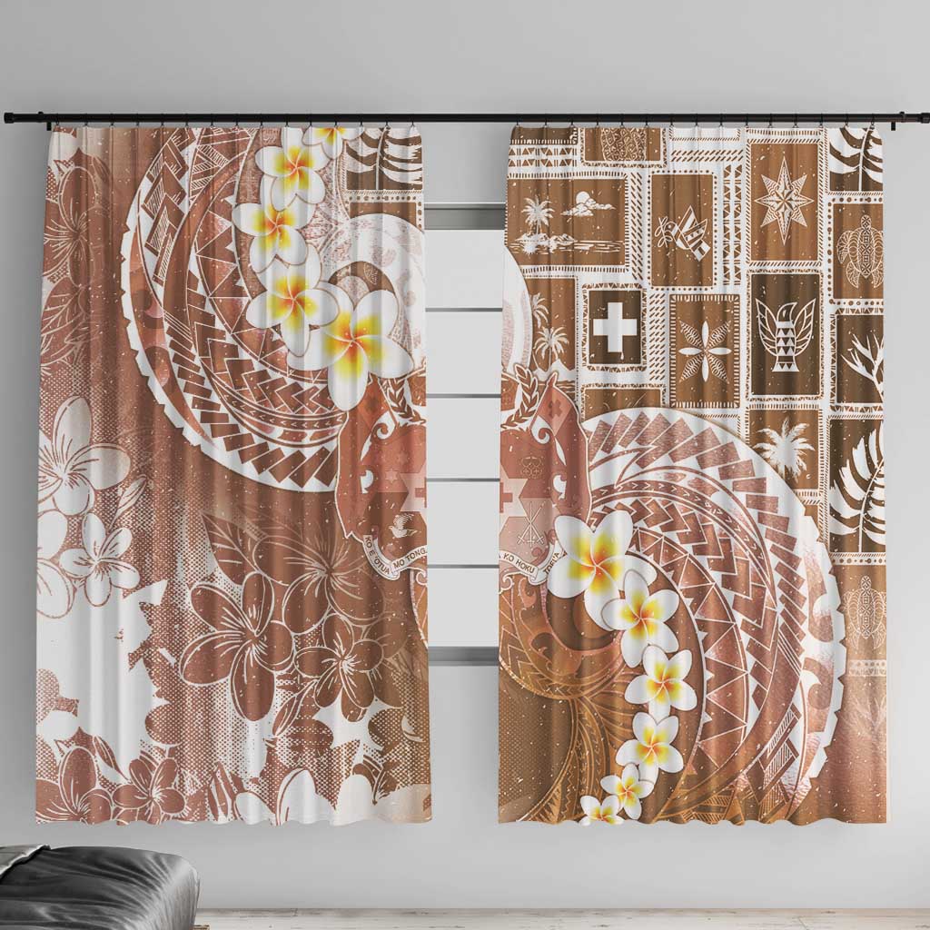 Tonga Christmas Window Curtain Kilisimasi Fiefia Retro Style Brown LT05 With Hooks Brown - Polynesian Pride
