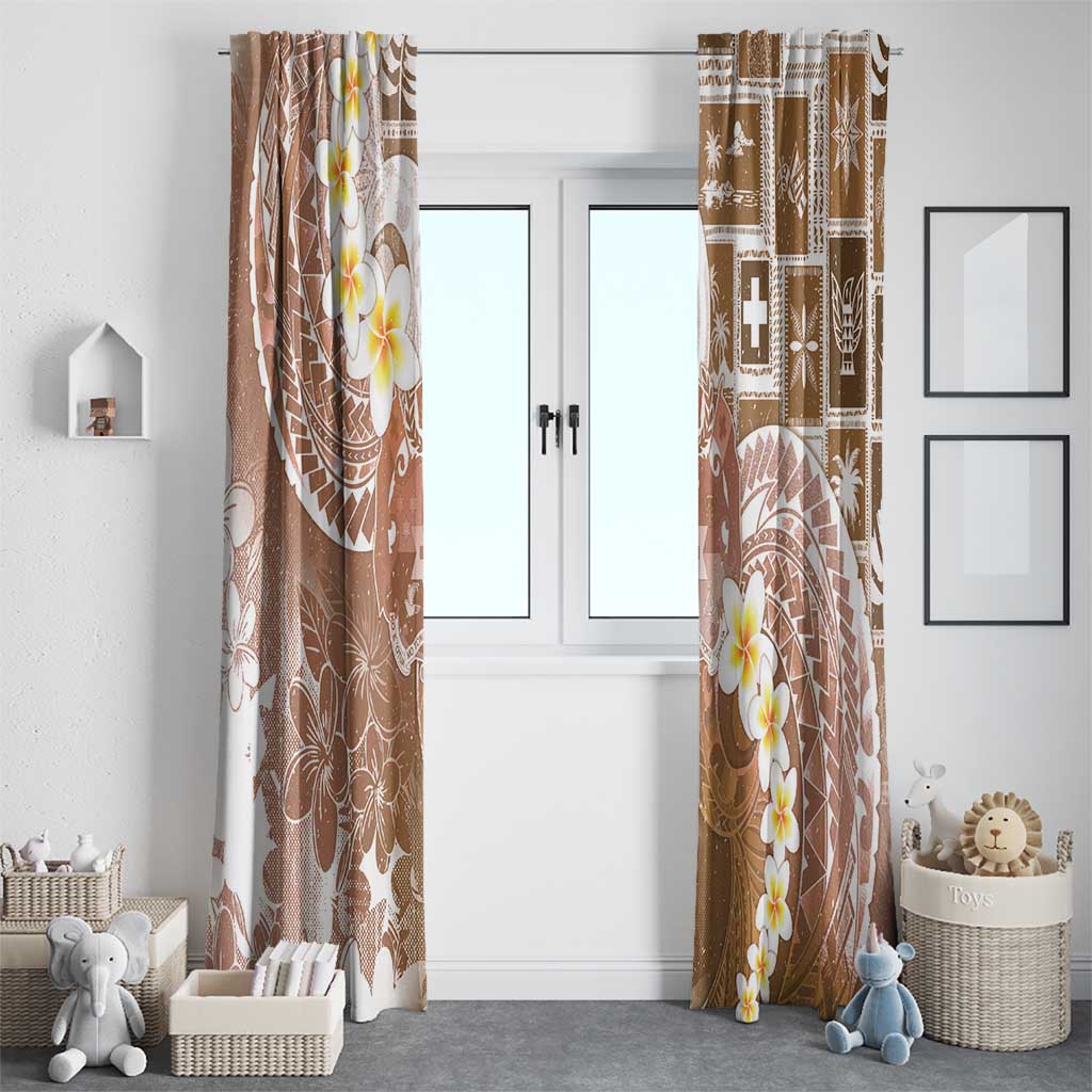 Tonga Christmas Window Curtain Kilisimasi Fiefia Retro Style Brown LT05 - Polynesian Pride