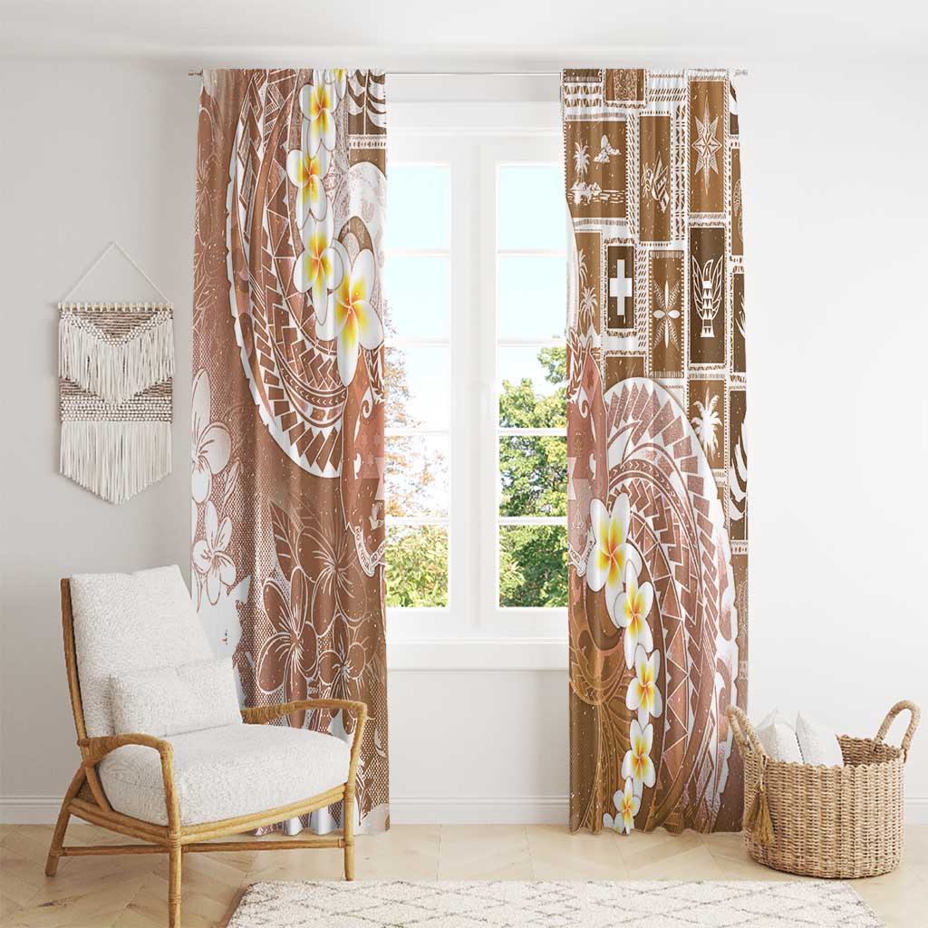Tonga Christmas Window Curtain Kilisimasi Fiefia Retro Style Brown LT05 - Polynesian Pride