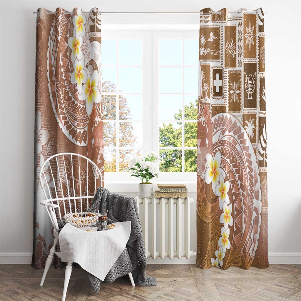 Tonga Christmas Window Curtain Kilisimasi Fiefia Retro Style Brown LT05 - Polynesian Pride