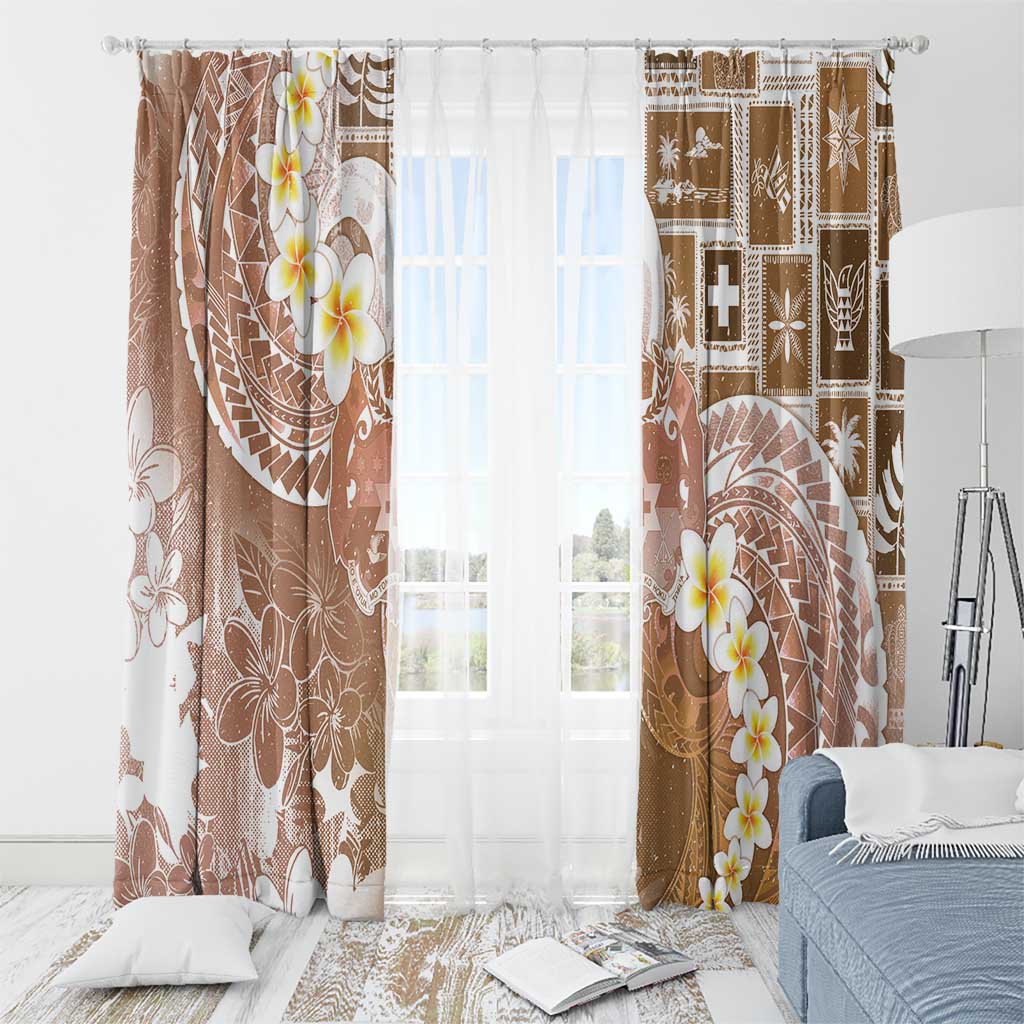 Tonga Christmas Window Curtain Kilisimasi Fiefia Retro Style Brown LT05 - Polynesian Pride