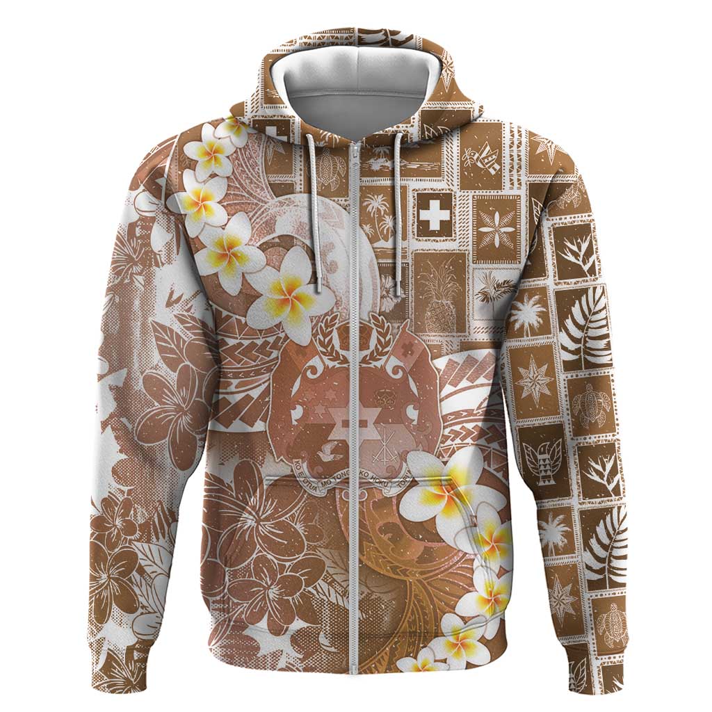 Tonga Christmas Zip Hoodie Kilisimasi Fiefia Retro Style Brown LT05 Zip Hoodie Brown - Polynesian Pride