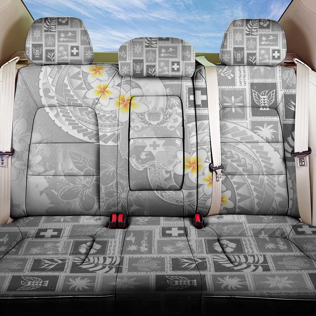 Tonga Christmas Back Car Seat Cover Kilisimasi Fiefia Retro Style White LT05 One Size White - Polynesian Pride