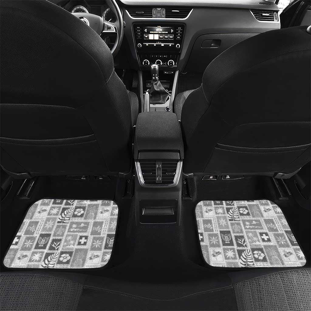 Tonga Christmas Car Mats Kilisimasi Fiefia Retro Style White LT05 Set 2pcs - Back White - Polynesian Pride
