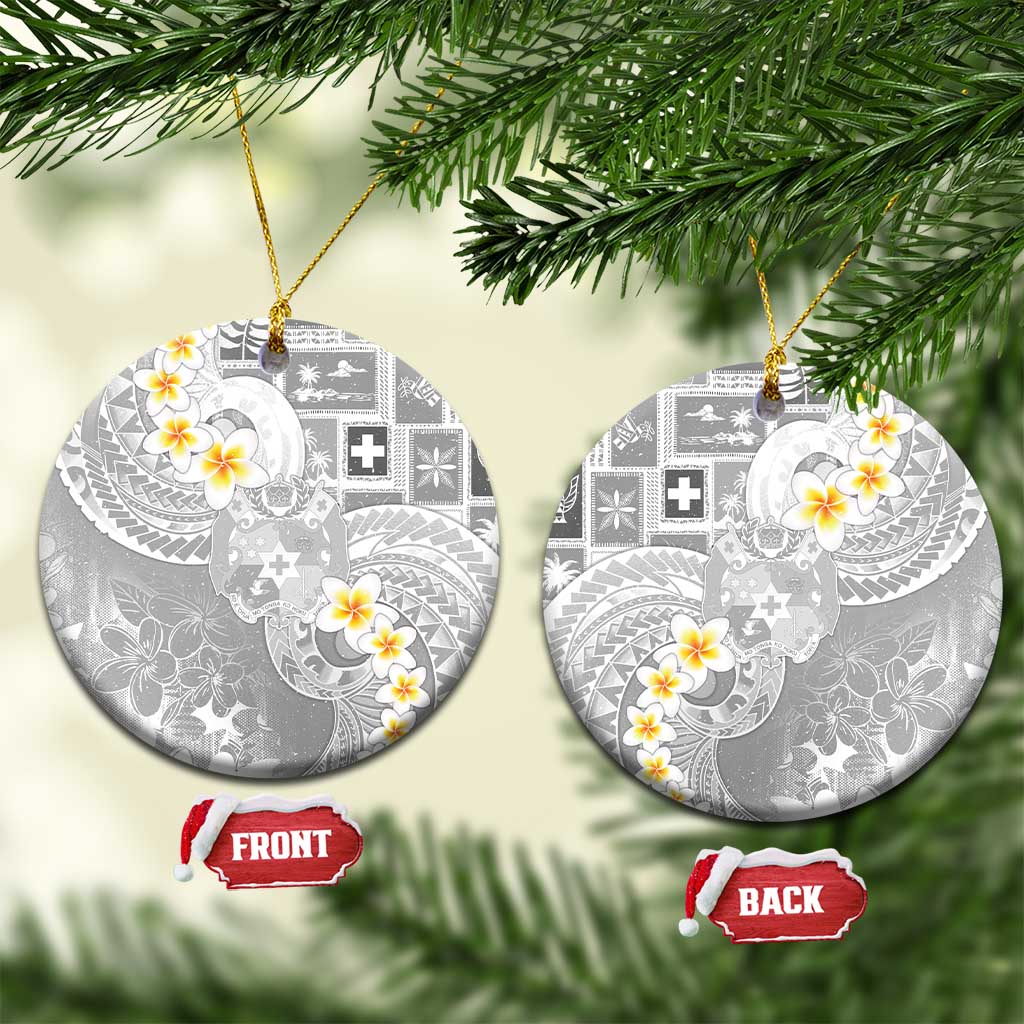 Tonga Christmas Ceramic Ornament Kilisimasi Fiefia Retro Style White LT05 Circle White - Polynesian Pride