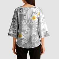 Tonga Christmas Kimono Sleeve Blouse Kilisimasi Fiefia Retro Style White LT05 - Polynesian Pride