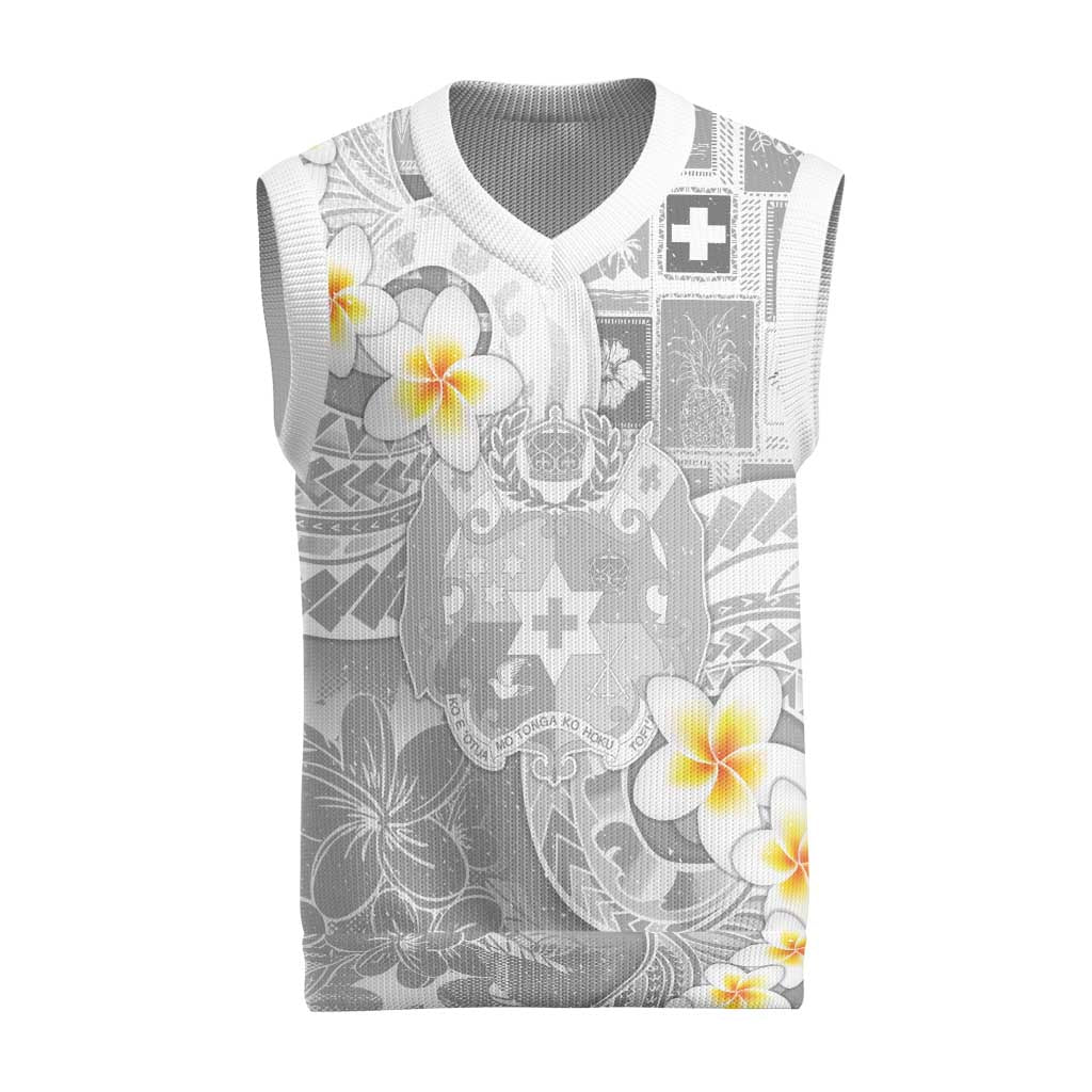 Tonga Christmas Knitted V-Neck Vest Kilisimasi Fiefia Retro Style White LT05 White - Polynesian Pride