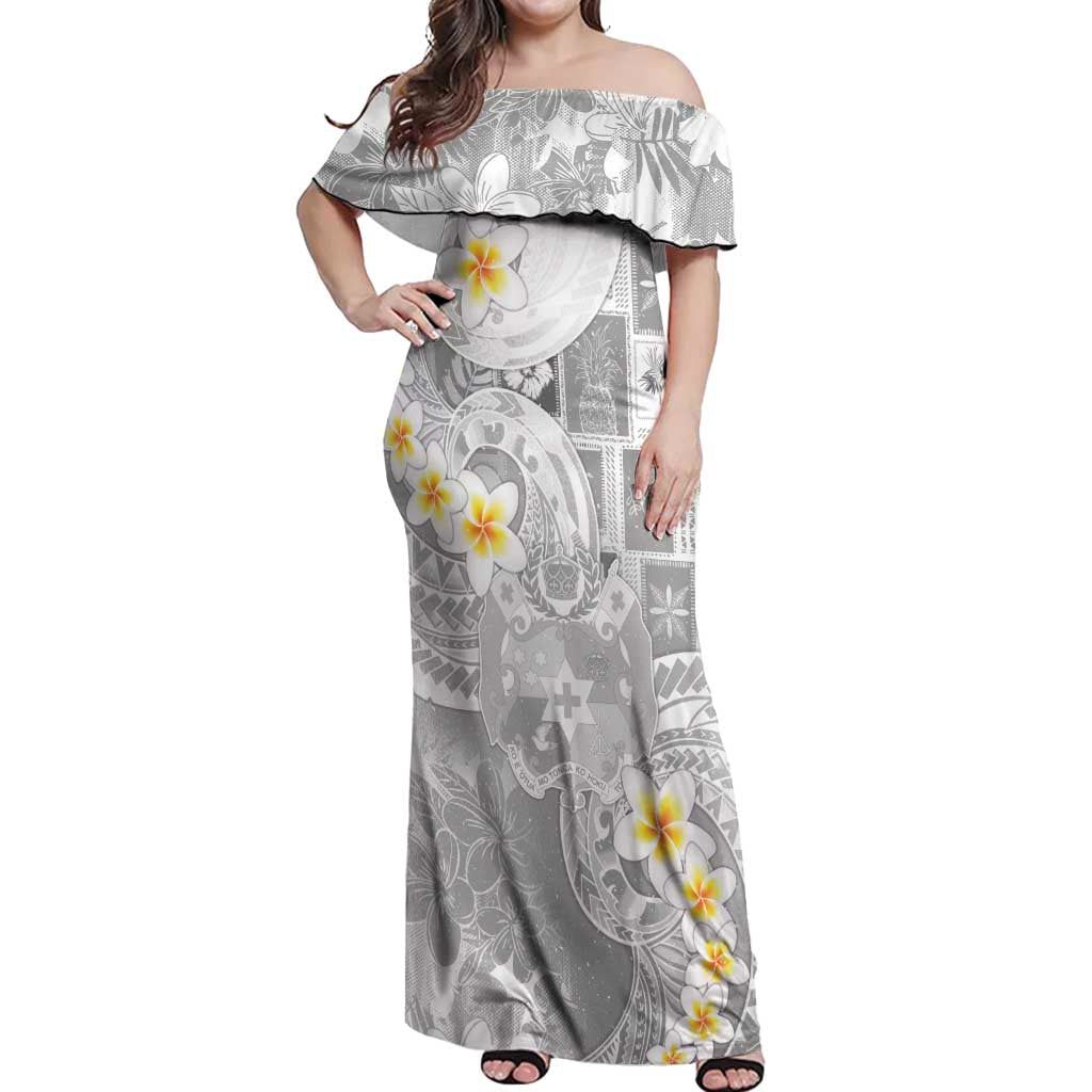 Tonga Christmas Off Shoulder Maxi Dress Kilisimasi Fiefia Retro Style White LT05 Women White - Polynesian Pride