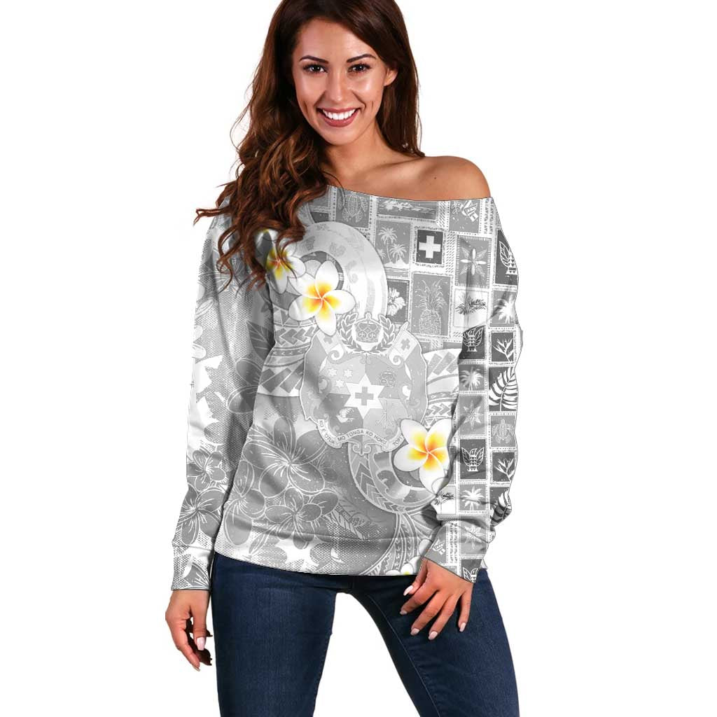 Tonga Christmas Off Shoulder Sweater Kilisimasi Fiefia Retro Style White LT05 Women White - Polynesian Pride