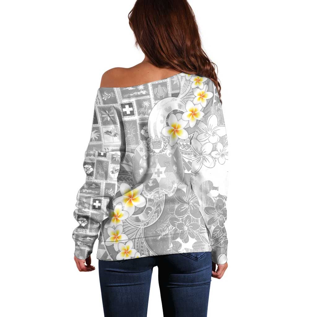 Tonga Christmas Off Shoulder Sweater Kilisimasi Fiefia Retro Style White LT05 - Polynesian Pride
