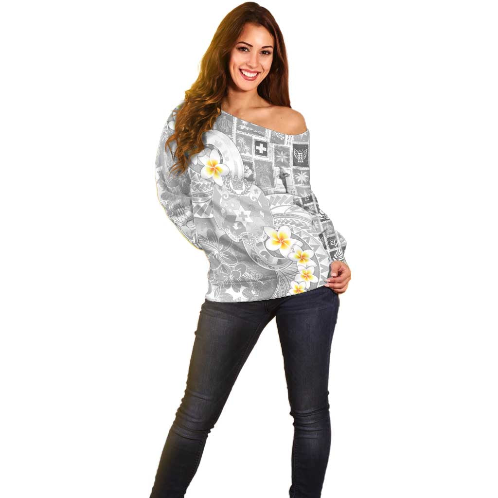 Tonga Christmas Off Shoulder Sweater Kilisimasi Fiefia Retro Style White LT05 - Polynesian Pride
