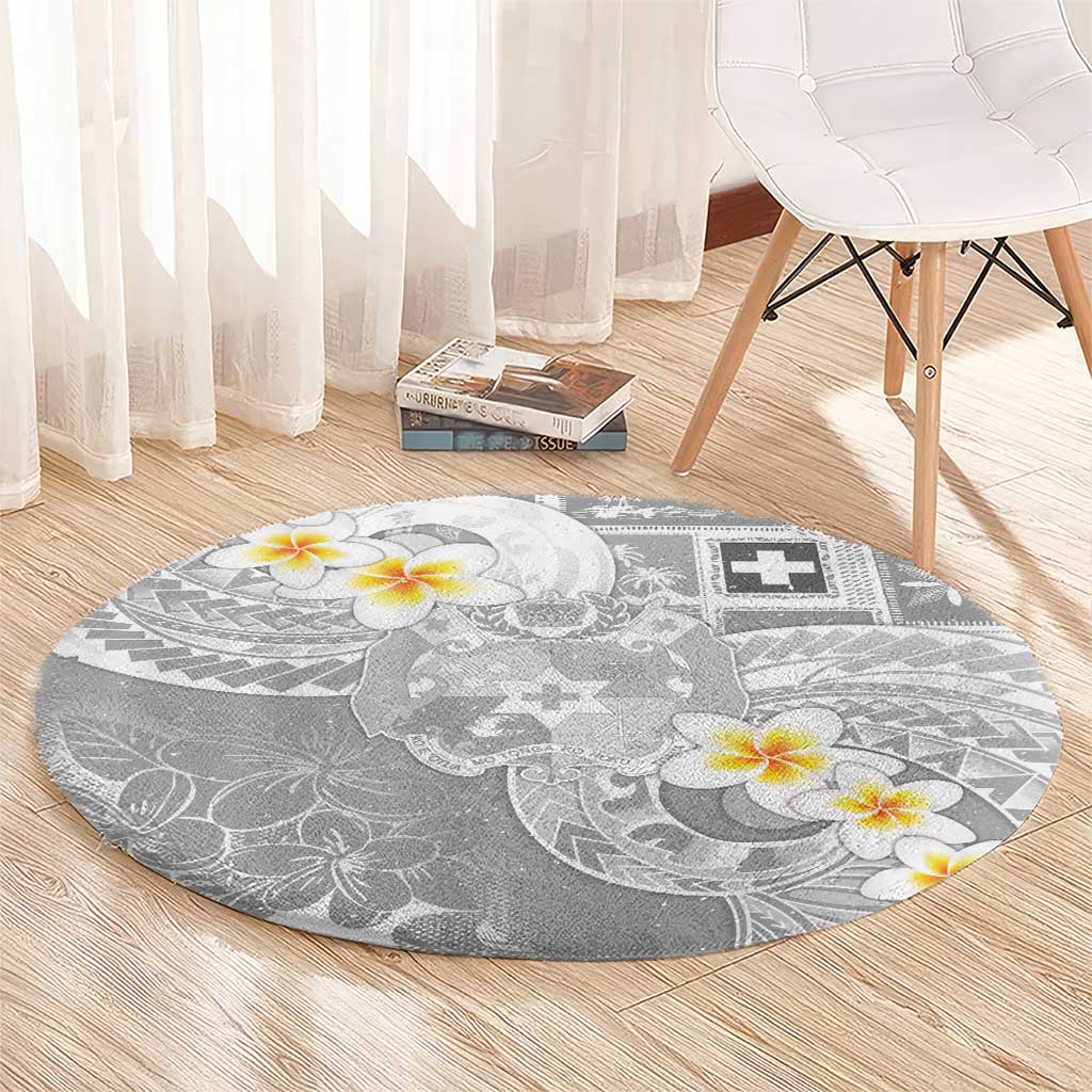 Tonga Christmas Round Carpet Kilisimasi Fiefia Retro Style White LT05 - Polynesian Pride
