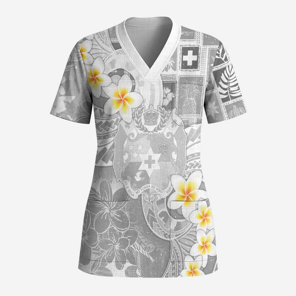 Tonga Christmas Scrub Top Kilisimasi Fiefia Retro Style White LT05 Adult White - Polynesian Pride
