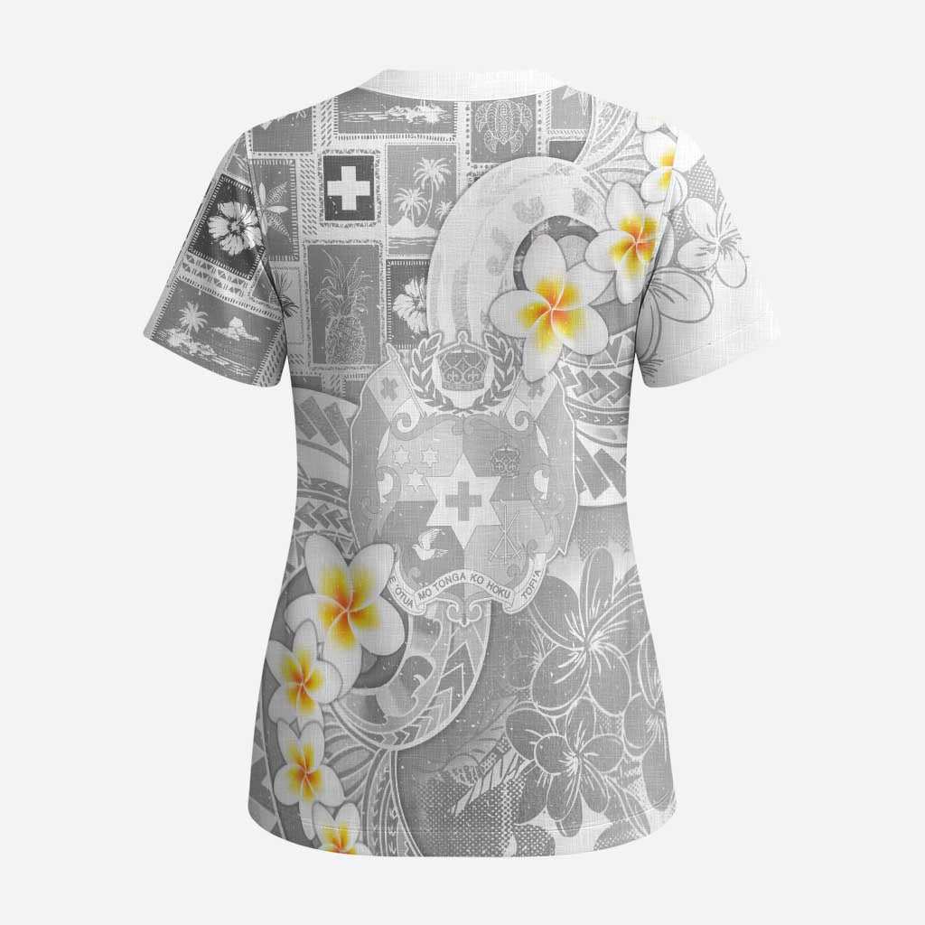 Tonga Christmas Scrub Top Kilisimasi Fiefia Retro Style White LT05 - Polynesian Pride