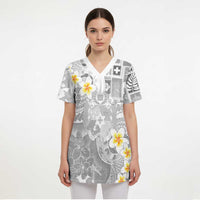 Tonga Christmas Scrub Top Kilisimasi Fiefia Retro Style White LT05 - Polynesian Pride