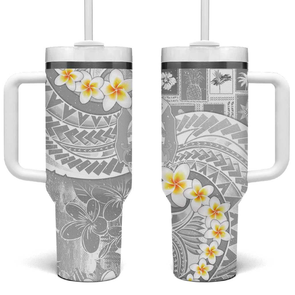 Tonga Christmas Tumbler With Handle Kilisimasi Fiefia Retro Style White LT05 One Size: 40 oz White - Polynesian Pride