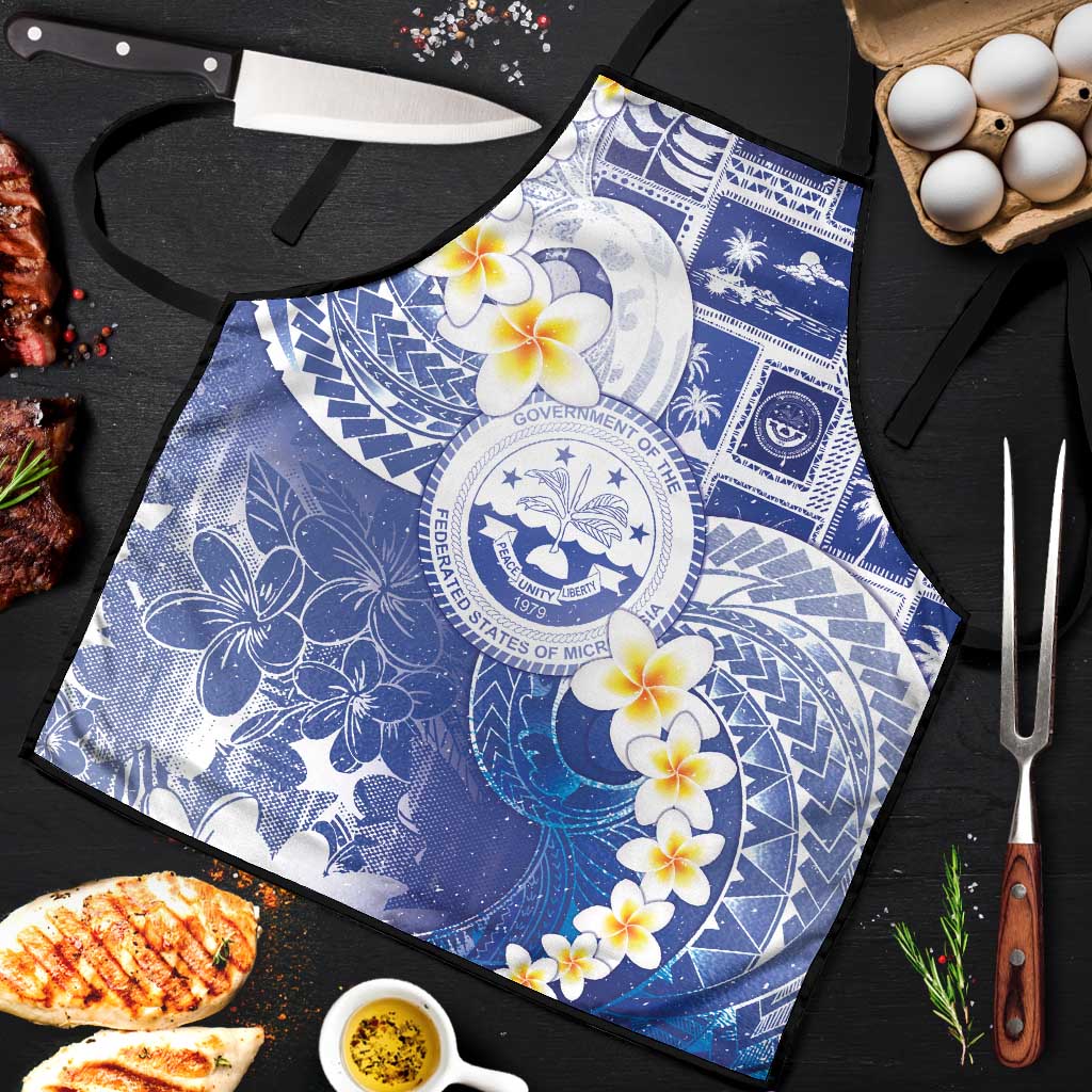 Federated States Of Micronesia Christmas Apron Retro Style Bright Version LT05 Blue - Polynesian Pride