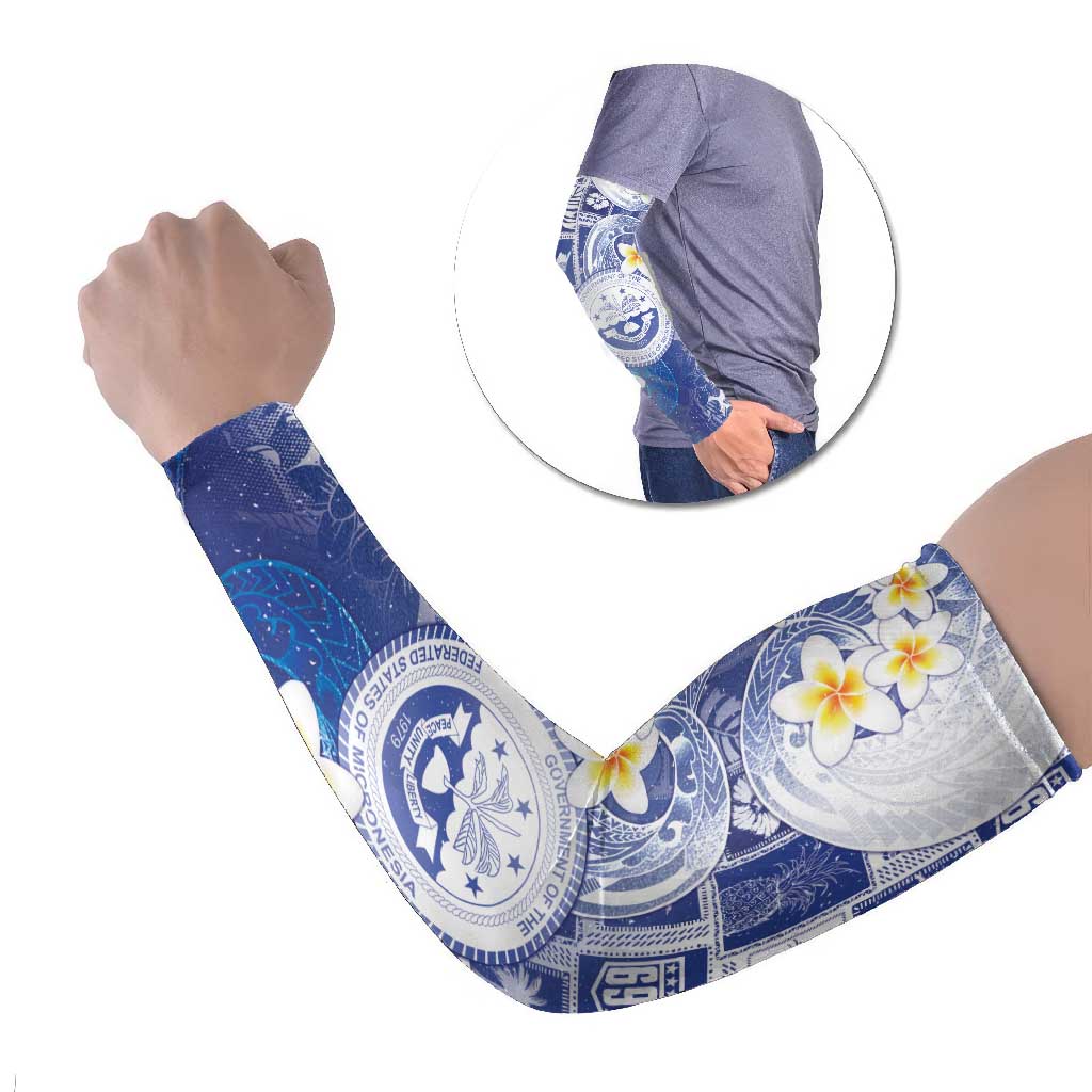 Federated States Of Micronesia Christmas Arm Sleeves Retro Style Bright Version LT05 Set of 2 Blue - Polynesian Pride