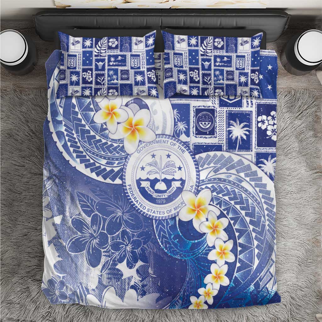 Federated States Of Micronesia Christmas Bedding Set Retro Style Bright Version LT05 Blue - Polynesian Pride