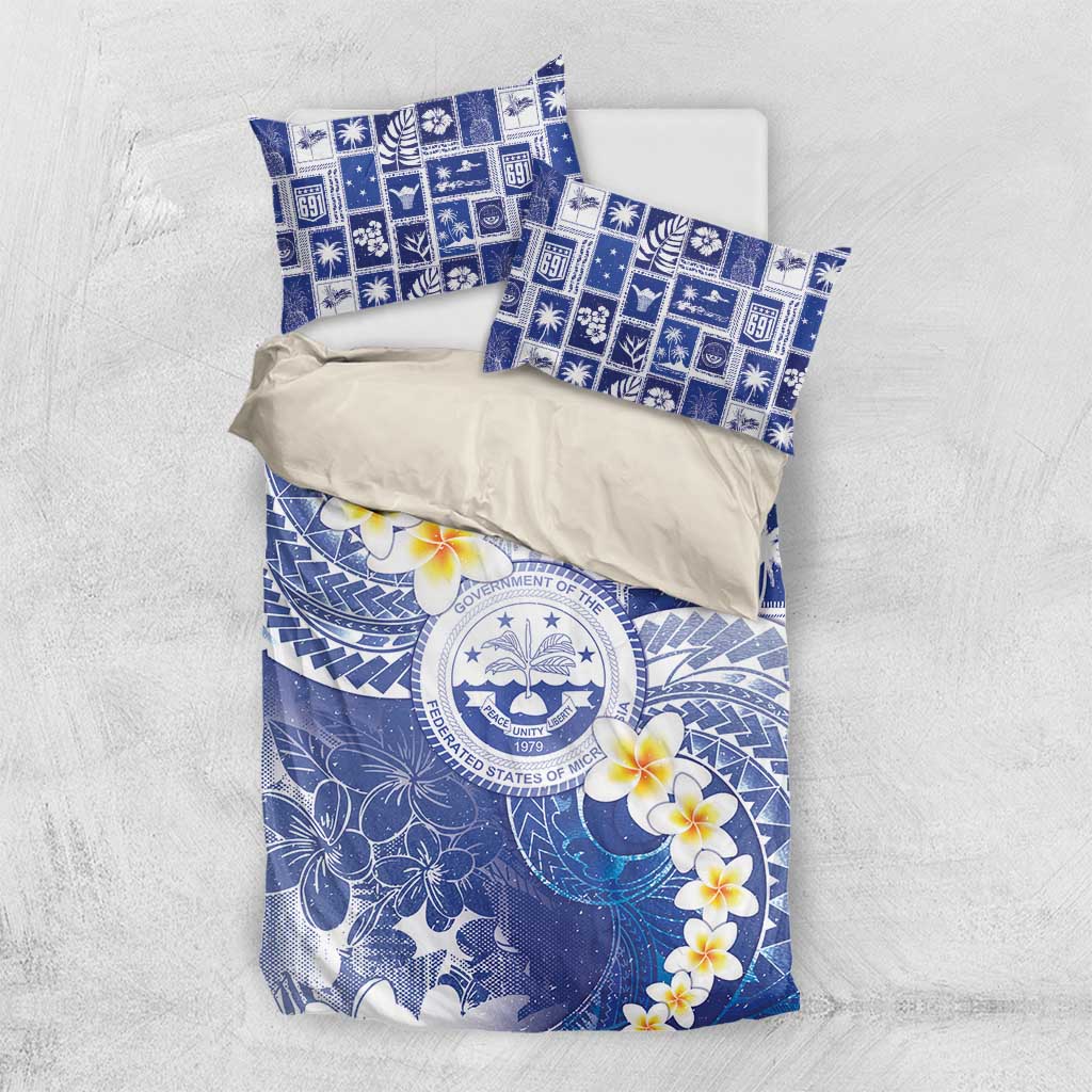 Federated States Of Micronesia Christmas Bedding Set Retro Style Bright Version LT05 US Twin 172cm x 218cm Blue - Polynesian Pride