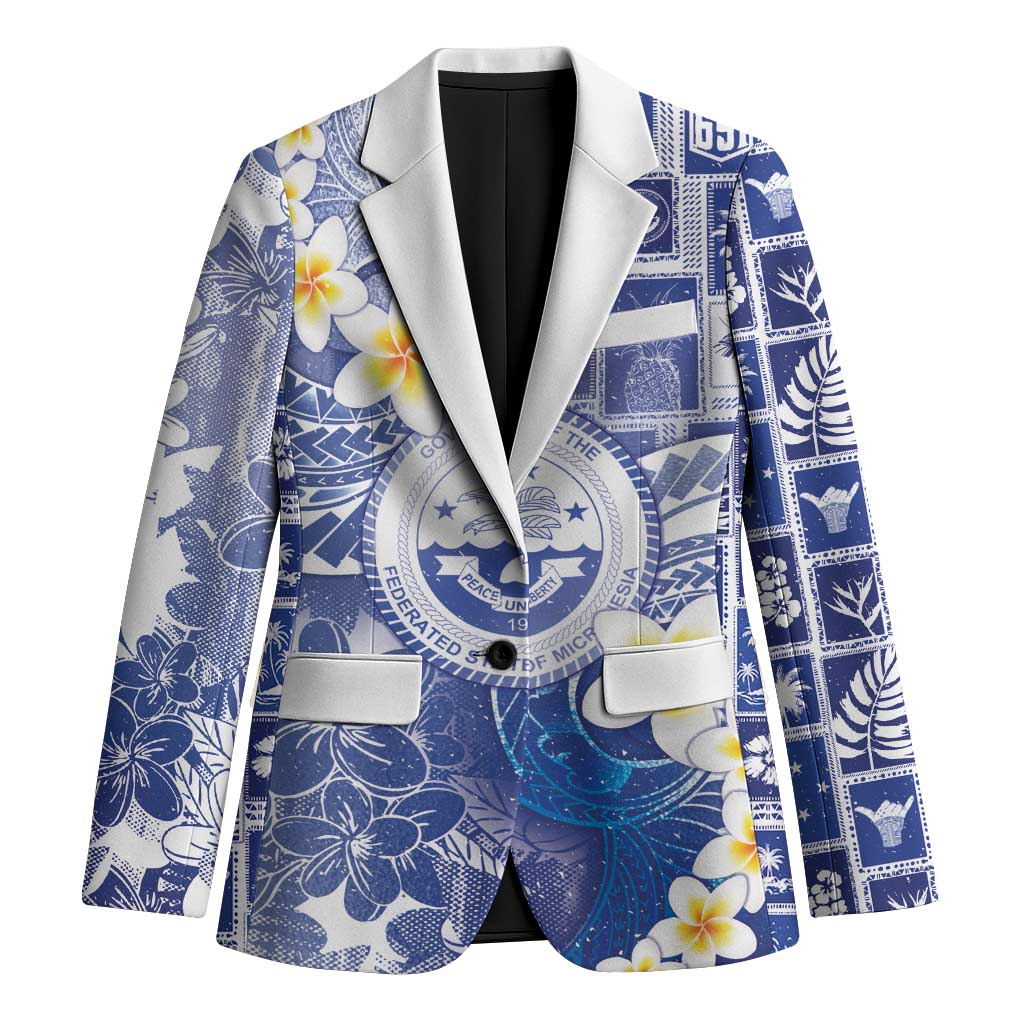 Federated States Of Micronesia Christmas Blazer Retro Style Bright Version LT05 Unisex Blue - Polynesian Pride