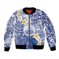 Federated States Of Micronesia Christmas Bomber Jacket Retro Style Bright Version LT05 Unisex Blue - Polynesian Pride