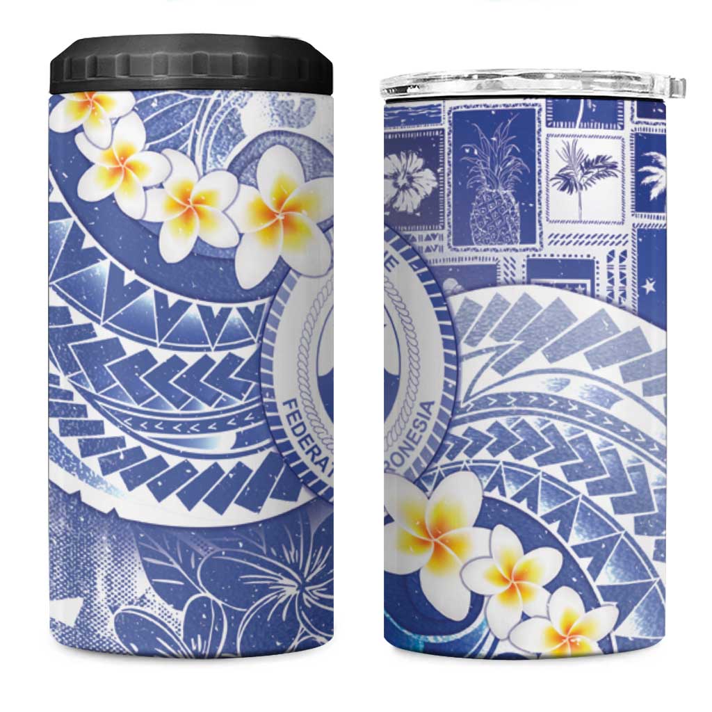 Federated States Of Micronesia Christmas 4 in 1 Can Cooler Tumbler Retro Style Bright Version LT05 One Size: 16 oz Blue - Polynesian Pride