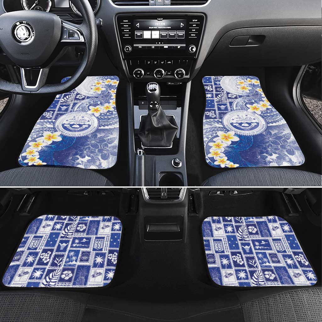 Federated States Of Micronesia Christmas Car Mats Retro Style Bright Version LT05 Set 4pcs Blue - Polynesian Pride