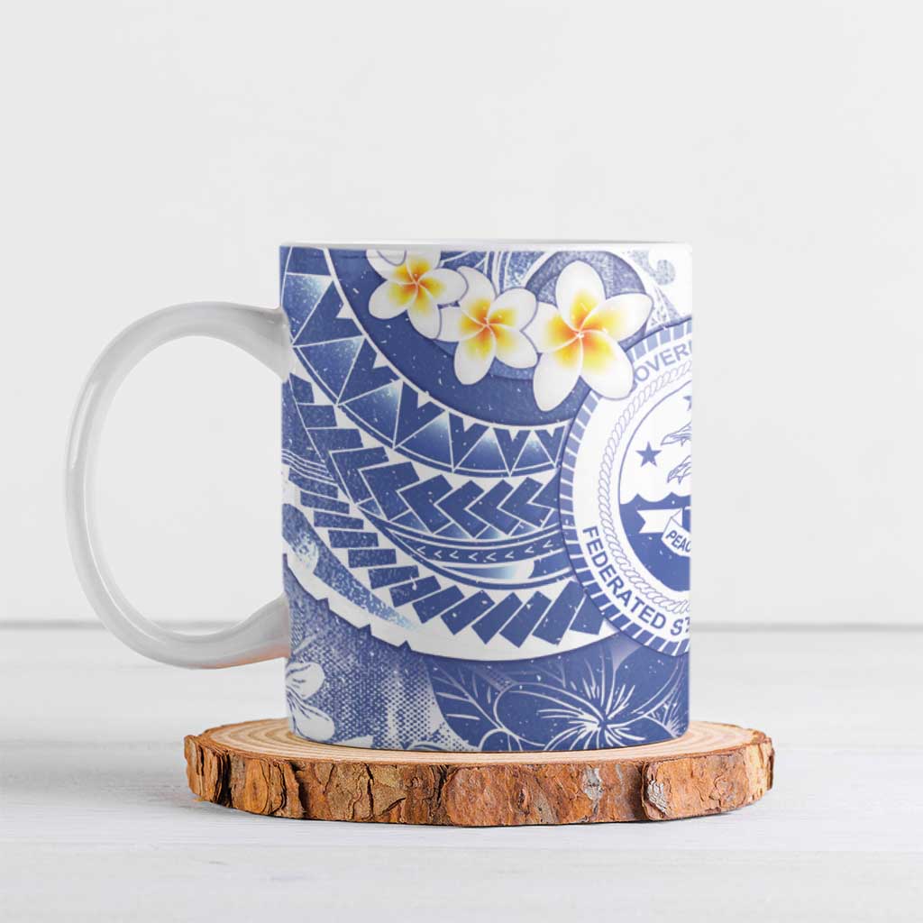 Federated States Of Micronesia Christmas Ceramic Mug Retro Style Bright Version LT05 Blue - Polynesian Pride