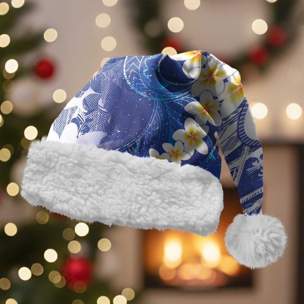 Federated States Of Micronesia Christmas Santa Hat Retro Style Bright Version LT05 With Fur Blue - Polynesian Pride