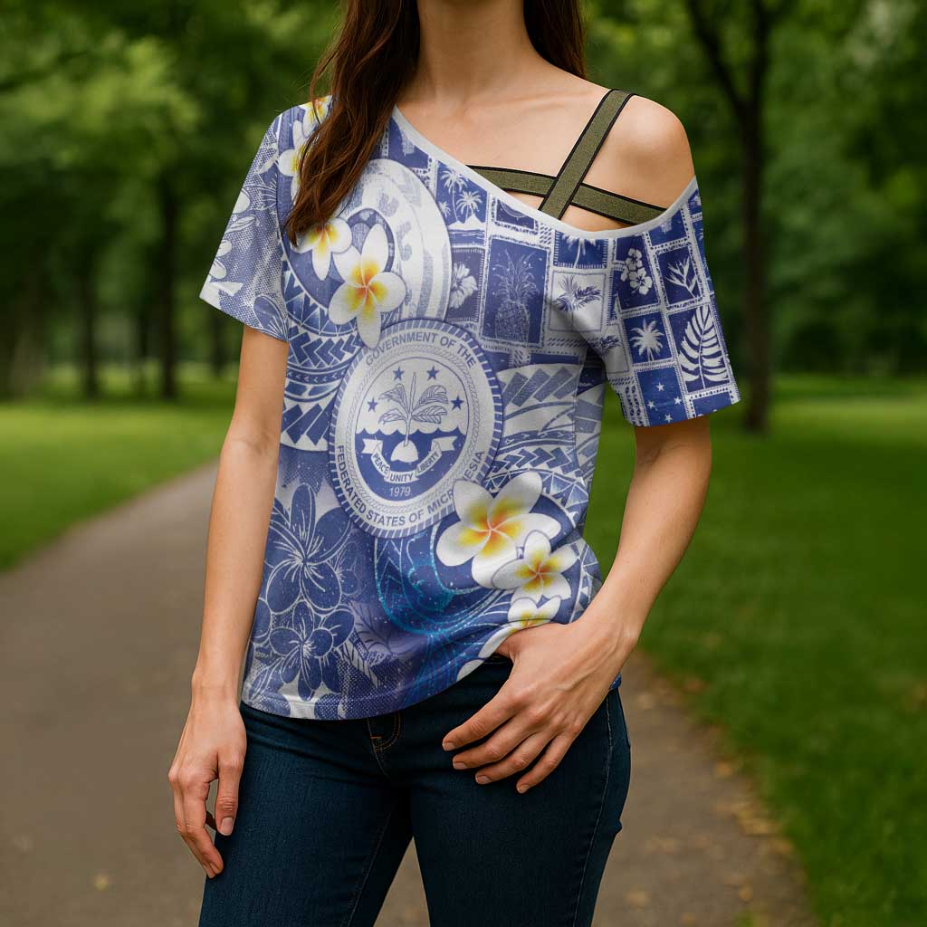 Federated States Of Micronesia Christmas Cross Shoulder Shirt Retro Style Bright Version LT05 - Polynesian Pride