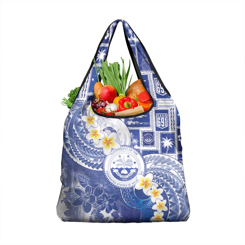 Federated States Of Micronesia Christmas Grocery Bag Retro Style Bright Version LT05 1-pack One Size Blue - Polynesian Pride