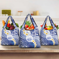 Federated States Of Micronesia Christmas Grocery Bag Retro Style Bright Version LT05 3-pack One Size Blue - Polynesian Pride