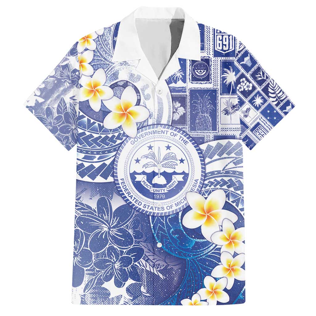 Federated States Of Micronesia Christmas Hawaiian Shirt Retro Style Bright Version LT05 Blue - Polynesian Pride