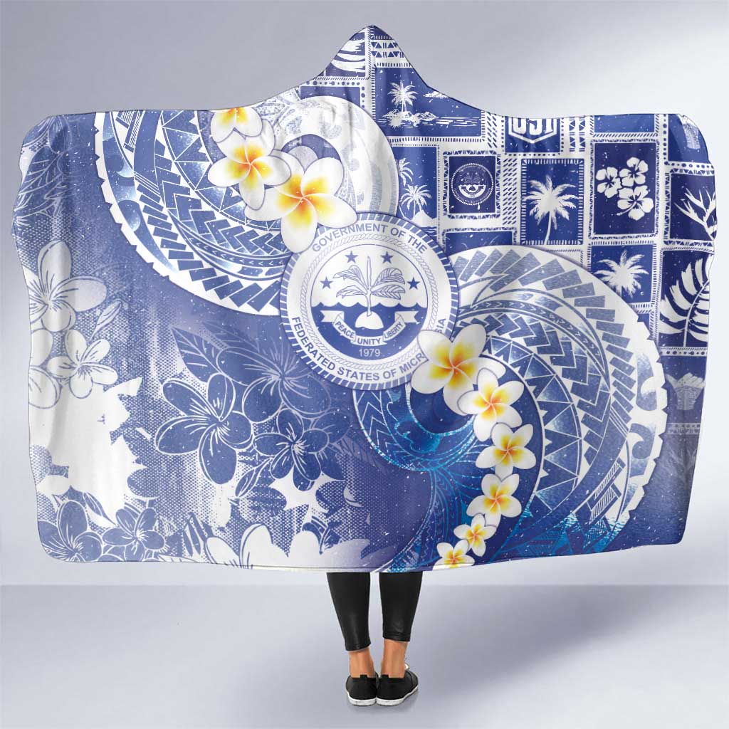 Federated States Of Micronesia Christmas Hooded Blanket Retro Style Bright Version LT05 One Size Blue - Polynesian Pride